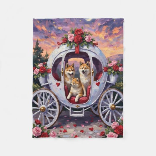 Akita Hund Valentinstag Fleecedecke (Vorderseite)