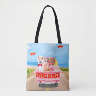 Akita-Hund Valentinstag-Lieferwagen Herzen Tasche