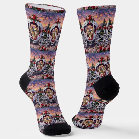 Akita Hund Valentinstag Socken (Gewinkelt)