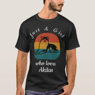 Akita Hund Vintag nur ein Mädchen, das Akitas Lieb T-Shirt