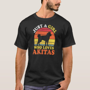 Akita Hund Vintage Nur Ein Mädchen Das Akitas Lieb T-Shirt