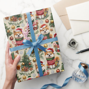 Akita-Hund Weihnachts-Feiertags-Muster Geschenkpapier