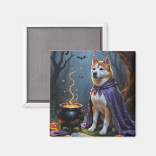 Akita-Hund - Whimsical Halloween-Malerei Magnet