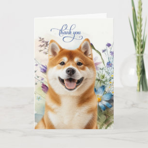 Akita Hund Wildblumengarten Blanko Dankeskarte