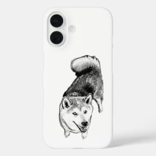 Akita-Hunde-Handyhülle – Klassische Tintenillustra iPhone 16 Hülle