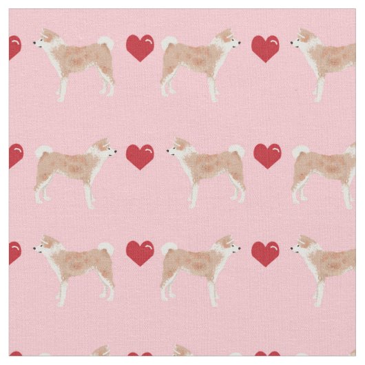 Akita Hundeherzen rosa Stoff (Nahaufnahme)