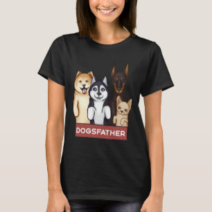 Akita Husky Doberman und Chihuahua stehen auf T-Shirt