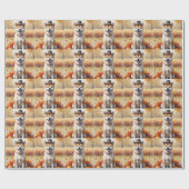 Akita im Herbst hinterlässt Erntedank Kunst Geschenkpapier (Flach)