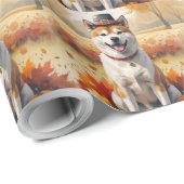 Akita im Herbst hinterlässt Erntedank Kunst Geschenkpapier (Rolleneckpunkt)