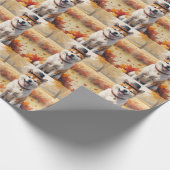 Akita im Herbst hinterlässt Erntedank Kunst Geschenkpapier (Ecke)