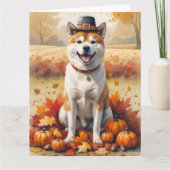 Akita im Herbst hinterlässt Erntedank Kunst Karte (Vorderseite)