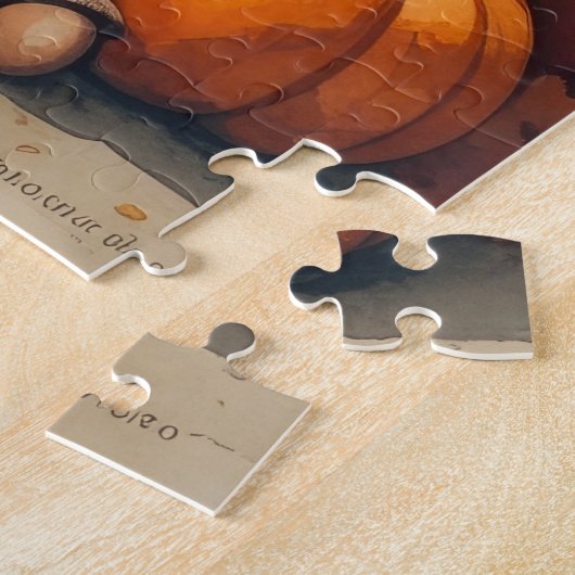 Akita im Herbst hinterlässt Erntedank Kunst Puzzle (Seite)