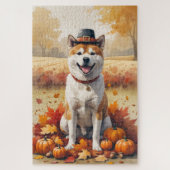 Akita im Herbst hinterlässt Erntedank Kunst Puzzle (Vertikal)