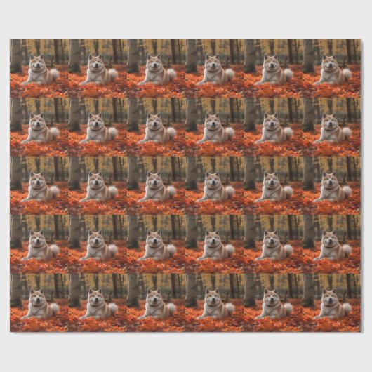 Akita im Herbst Leaves Fall Inspiriert Geschenkpapier (Flach)