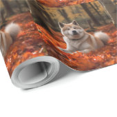 Akita im Herbst Leaves Fall Inspiriert Geschenkpapier (Rolleneckpunkt)