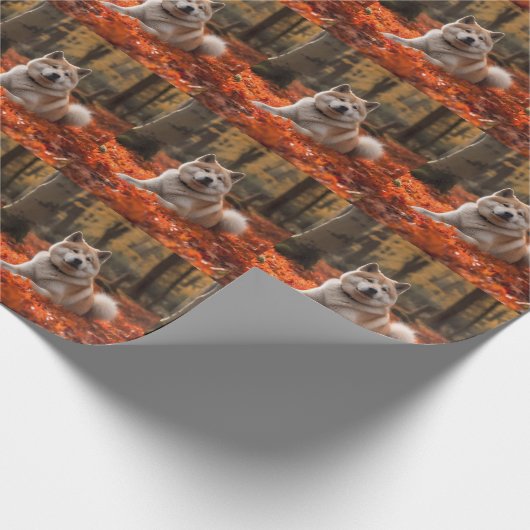 Akita im Herbst Leaves Fall Inspiriert Geschenkpapier (Ecke)