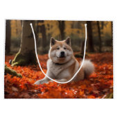 Akita im Herbst Leaves Fall Inspiriert Große Geschenktüte (Rückseite)