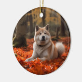 Akita im Herbst Leaves Fall Inspiriert Keramik Ornament (Links)