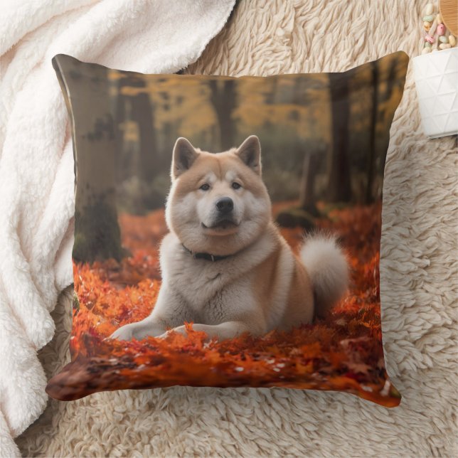 Akita im Herbst Leaves Fall Inspiriert Kissen (Decke)