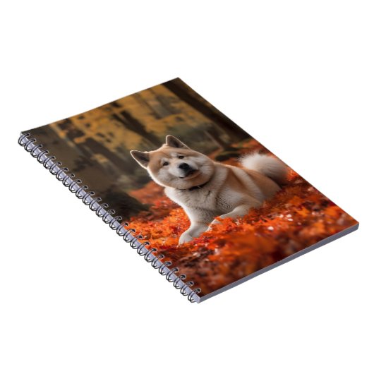 Akita im Herbst Leaves Fall Inspiriert Notizblock (Rechte Seite)