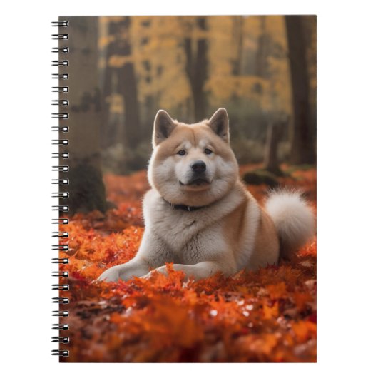 Akita im Herbst Leaves Fall Inspiriert Notizblock (Vorderseite)