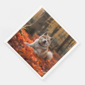 Akita im Herbst Leaves Fall Inspiriert Serviette (Ecke)