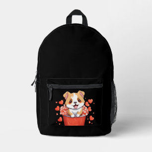 Akita in Hearts Basket Bedruckter Rucksack
