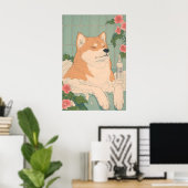 Akita Inu Bathroom Print Funny Dog in Bathtub Poster (Heimbüro)