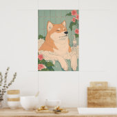 Akita Inu Bathroom Print Funny Dog in Bathtub Poster (Küche)