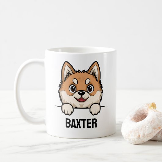 Akita Inu Benutzerdefinierter Hundename Niedliches Kaffeetasse (Mit Donut)