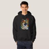 Akita Inu Colorful Stained Glass Pop Hoodie (Vorne ganz)