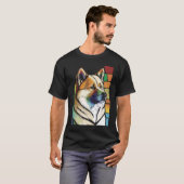 Akita Inu Colorful Stained Glass Pop T-Shirt (Vorne ganz)