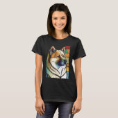 Akita Inu  Colorful Stained Glass Pop T-Shirt (Vorne ganz)