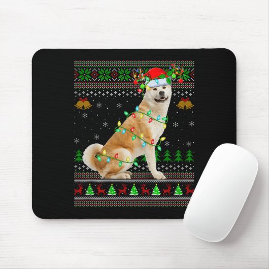 Akita Inu Dog Ugly Christmas Sweaters Holiday Sant Mousepad (Mit Mouse)