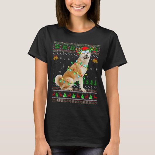 Akita Inu Dog Ugly Christmas Sweaters Holiday Sant T-Shirt (Vorderseite)