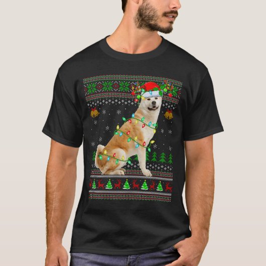 Akita Inu Dog Ugly Christmas Sweaters Holiday Sant T-Shirt (Vorderseite)