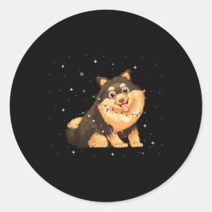 Akita Inu Dog Xmas Lights Weihnachten Runder Aufkleber