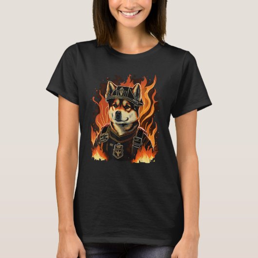 Akita Inu Fireman on Firefighter Akita Inu T-Shirt (Vorderseite)