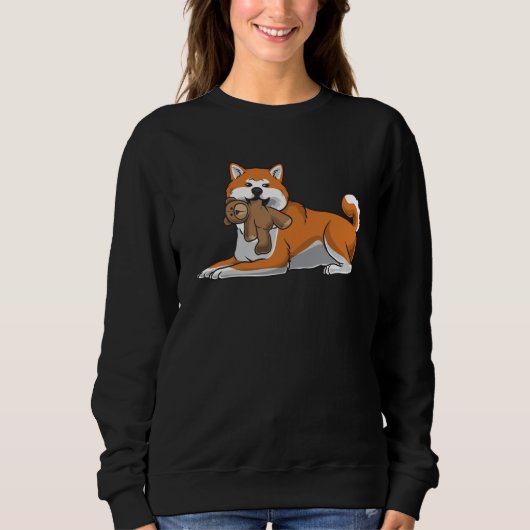 Akita Inu Hund mit ausgestopften Tieren und Herz Sweatshirt (Vorderseite)