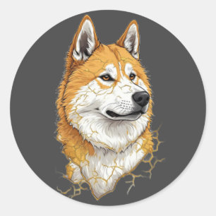 Akita Inu Hundeliebhaber Süßes Haustier Geschenkid Runder Aufkleber