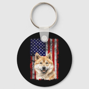 Akita Inu Hundeliebhaber US-Flagge 4. Juli Patriot Schlüsselanhänger
