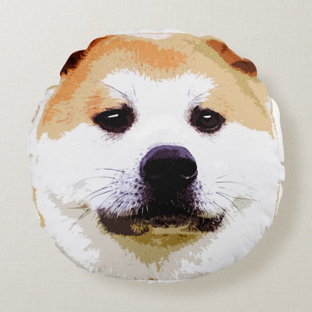 Akita Inu Rundes Kissen (Vorderseite)