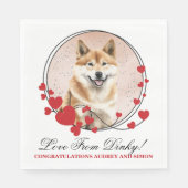 Akita Inu Wedding Red Heart Wedding Dog Foto Serviette (Vorderseite)
