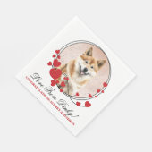 Akita Inu Wedding Red Heart Wedding Dog Foto Serviette (Ecke)