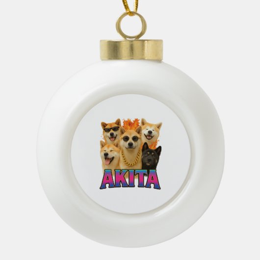 Akita keramik Kugel-Ornament (Vorderseite)