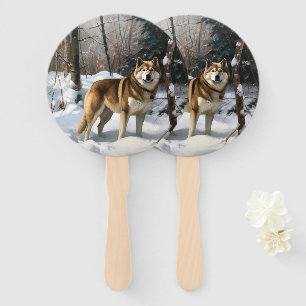 Akita Lass es schneien Weihnachten Fächer