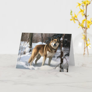 Akita Lass es schneien Weihnachten Karte