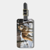 Akita Let It Schnee Weihnachten Gepäckanhänger (Vorderseite vertikal)