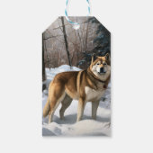 Akita Let It Schnee Weihnachten Geschenkanhänger (Rückseite)