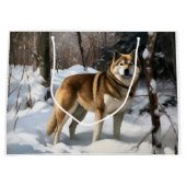 Akita Let It Schnee Weihnachten Große Geschenktüte (Vorderseite)